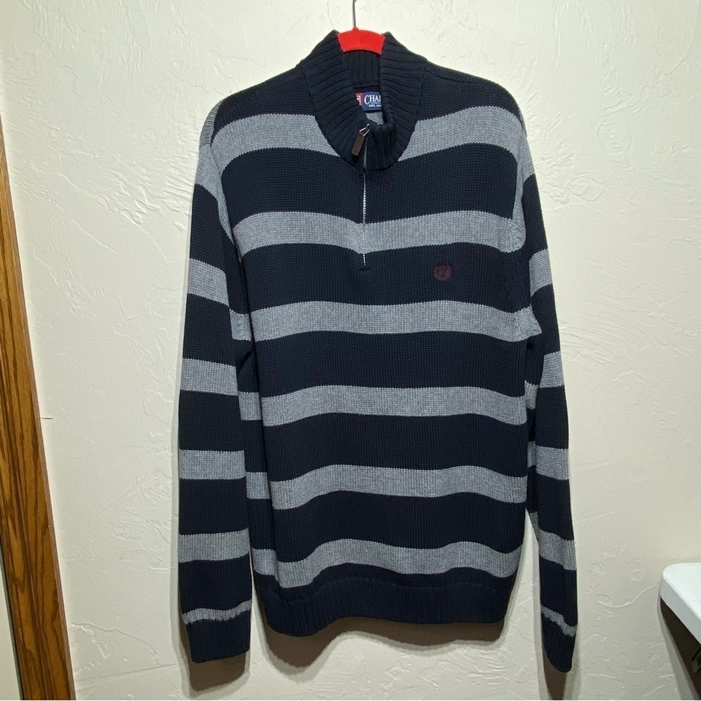 CHAPS by Ralph Lauren XL Men ¼ Zip SWEATER North Coast Navy & Gray
